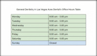General Dentistry in Las Vegas Ace Dental's Office Hours Table