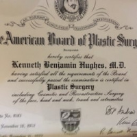 Board Certification in Plastic Surgery of Dr. Kenneth Hughes
