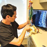 Dr. Silva showing how the spine is a functional unit with his model