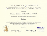 ACOG Certification, Analisa Marki-Dunn M.D.