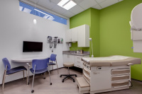 Spacious examination rooms with a space to talk.