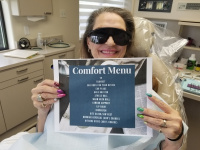 One of our lovely patients testing out the Bryan Hill, DDS complimentary comfort menu!