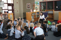 Dr. Ashley Covington at St. Peter's Catholic School during Dental Health month. 4