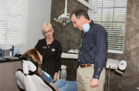 Dr. Huffines with a patient 0